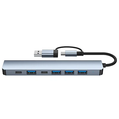 7-in-2 Docking Station Portable USB-C USB-A Hub w/ USB-C PD 5W, 5Gbps Data Trans