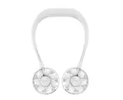 Hands-free Neck Band Hands-Free Hanging USB Rechargeable Dual Fan Mini Air Cooler Summer Portable 2000mA Sarmocare - white