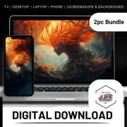Beautiful fractal of fire - Laptop + Phone 2PC Digital Download Background SKU38