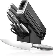 Ninja K62012 Foodi NeverDull Premium 12-Piece German Stainless Steel Knife System with Built-in Sharpener, Stainless Steel/Black