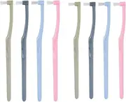 FOTOEVFC 8Pcs Single Tufted Toothbrush, Small Flat Head, Interspace Brush, Orthodontic, Tufted, Slim, Blue, Brown, Black, Pink