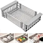 Steel Dish Drainer Drying Rack Cup Sponges Holder Cutlery Tray Kitchen Organiser