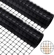 Windyun 2 Roll 100 ft 200 ft in Total Plastic Mesh Fence Roll Safety Construction Barrier Netting Outdoor Snow Temporary Garden Animal Fencing for Poultry, Chicken, Dog, Patio(Black)