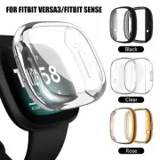 For Fitbit Versa 3 / Sense Watch Screen Protector Full Cover Case TPU Soft Frame