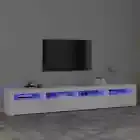 vidaXL TV Cabinet with LED Lights White 240x35x40 cm 2BB