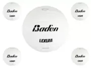 Baden Lexum Volleyball Pack of 5 White NFHS Stamp Game or Practice Bundle