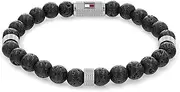 [Tommy Hilfiger] Jewelry 2790435 Men's Lava Stone Bead Bracelet, 18,5cm, Stainless Steel, No Gemstone