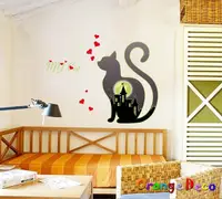 在飛比找Yahoo奇摩購物中心優惠-壁貼【橘果設計】夜光貓咪 DIY組合壁貼 牆貼 壁紙 室內設