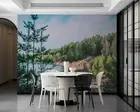 3D Tree Sea Cloud Sky Grass Stone Self-adhesive Removeable Wallpaper Wall Mural
