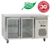 Benchtop Fridge 2 Glass Door Exquisite 314L Stainless Steel Restaurant Kitchen