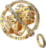 [GAUEIOUR] Astronomical Sphere Ball Ring,3D Retro Flipped Deformable Universe Ring,Golden alloy,Unique Gothic Style,Showcasing A Dreamy Universe, Sterling Silver, No Gemstone