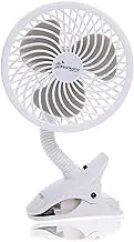 Dreambaby Pram Fan, Caged Stroller Fan for Babies - Adjustable Clip-On Fan - Portable and Convenient Cooling Solution for Strollers, Cribs, Table and Desk (Batteries not included) (White)