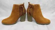 M & L Women’s Ladies Shoes Bootie Heels Brown Ankle Boot Size 7.5