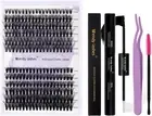 DIY Eyelash Extension Kit - 240 Mixed Curl Lash Clusters, Bands, Seal and Applic
