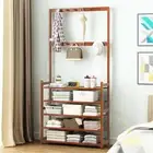5 Tier Coat Shoes Rack Entryway Living Room Mudroom Storage with 4 Double Hooks