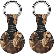 2PCS for Golden Retrievers Air Tag Holder Case Waterproof & Shockproof Anti-Scratch Protective Air Tag Cover with Keychain Ring Silicone Tags Holders for Luggage, Backpack, Keys, Pet