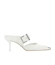 Alexander McQueen Pointed-Toe Heeled Mules 35 White