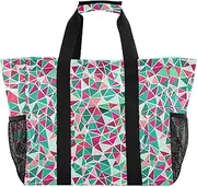 [sanluoli] Bags And Totes Collapsable Beach Tote With Pockets with Handles Laundry Bag, Colored Triangles, 1 size