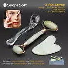 3 in 1 Derma Skin Roller 540 Titanium Needles Jade Roller Gua Sha Scraper AU