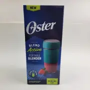 Oster Blend Active Portable Blender with Drinking Lid, USB,Teal. New For College