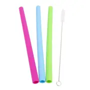 Appetito Jumbo Smoothie Straws Set 3 With Brush Asst Colours #3438-2