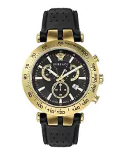 Versace Mens Bold Chrono IP Yellow Gold 46mm Strap Fashion Watch