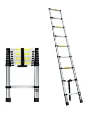 [Giantz] Aluminium Telescopic Ladder 2.6m in Silver