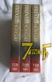 Maxell Blank VHS Tapes HGX-Gold Premium High Grade T-120 NEW SEALED! - 3 Tapes