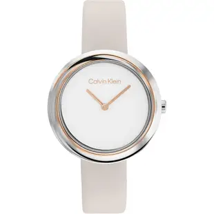 Calvin Klein CK 奶油色皮帶女士腕表 34MM (CK25200094)