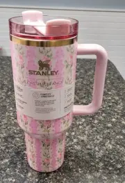 Stanley x LoveShackFancy Tumbler Quencher 40oz Blooming Heirloom Pink New Cup