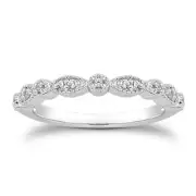 Milgrain Marquise & Round Cubic Zirconia Half Eternity Ring Stacking Infinity...