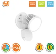 SES70801TC-WH - Stargem III Single 15W LED Floodlight Tri-Colour with PIR Sensor White
