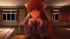 Anime monika club girls redhead long hair brunette dark Playmat Gaming Mat Desk