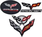 Corvette Racing Checkered Flags Patch - 4pc Bundle Set iron sew