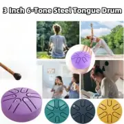 3 Inch 6-Tone Steel Tongue Drum Mini Hand Pan Drum with Drumstick Percussion