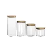 4pc Ecology Pantry Square Glass Canisters w/ Bamboo Lid