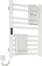 Electric Heated Towel Rail,Towel Dryer for Bathroom,Towel Warmers for Bathroom,Large Towel Warmer Wall Mounted with Built-in Timer,86-158°F / 30-70°C Towel Drying Rack,for Bathroom(White)