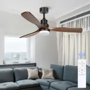 Frideko 52" Ceiling Fan with Lights Remote Control, Indoor Outdoor Wood Ceili...