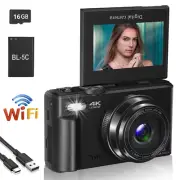 4K Compact Digital Photography Camera, 18X Digital Zoom, Vintage Vlog Video Reco