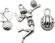 45 Volleyball Charms Collection, Bulk I Love Sport Volleyball Girl Ball Fitness