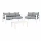 New White Outdoor Aluminium Sofa Lounge Setting Furniture Set Arms Chairs Table