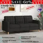3-Seater Sofa Lounge Couch Futon Modern Office Living Room Fabric 180cm Black AU