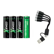 NEW Coast Zithion X ZXAA Lithium Rechargeable AA Battery 4-Pack By Anaconda