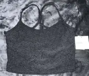 Large Beyond Yoga Spacedye Slim Racerback Cropped Tank BLACK CHARCOAL