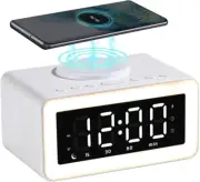 Digital Clock Bluetooth Speaker Alarm Clock with Wireless Charging, Dual Alarm,