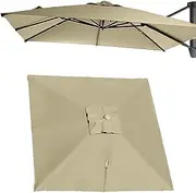 MAEEHDNKM 10'x10' Patio Umbrella Canopy Square Cantilever Umbrella Replacement Fabric 8 Ribs Yard Market Offset Parasol Top Cover Replacement Cloth Anti-UV