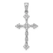 Solid 14k White Gold 1/4ct. Simulated CZ Cross Pendant