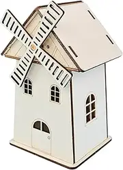Dgayaeic Solar House Model Kit, Unfinished Solar Power Toy Project, Vintage Windmill Decor, Creative Table Decorations, Educational Toys for Cabinet Living Room Shelf Home