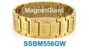 *** SUPER WIDE *** Magnetic Gold Men's stainless steel link bracelet 5000 Gauss