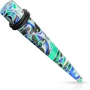 [Tapsi´s Coolbodyart] Unisex Taper Stretcher Stretcher Set Acrylic Plastic Blue Green in 7 Sizes Bar Diameter: 2.4-10 mm